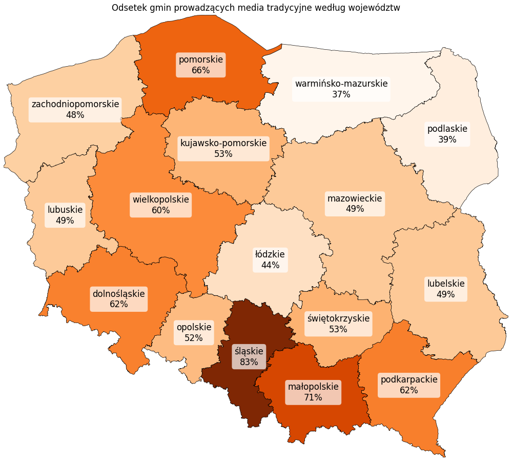 Mapa odpowiedzi gmin według województw